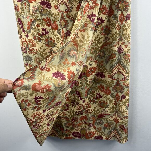 Talbots Vintage Tan Orange Floral Wrap Long Skirt Size 2 Wool - Picture 9 of 16